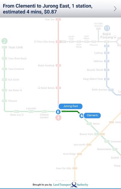 Clementi MRT Station to Jurong East MRT Station
