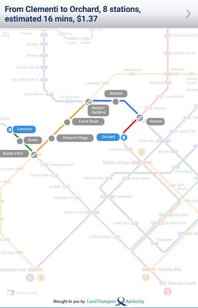 Clementi MRT Station to Orchard MRT Station