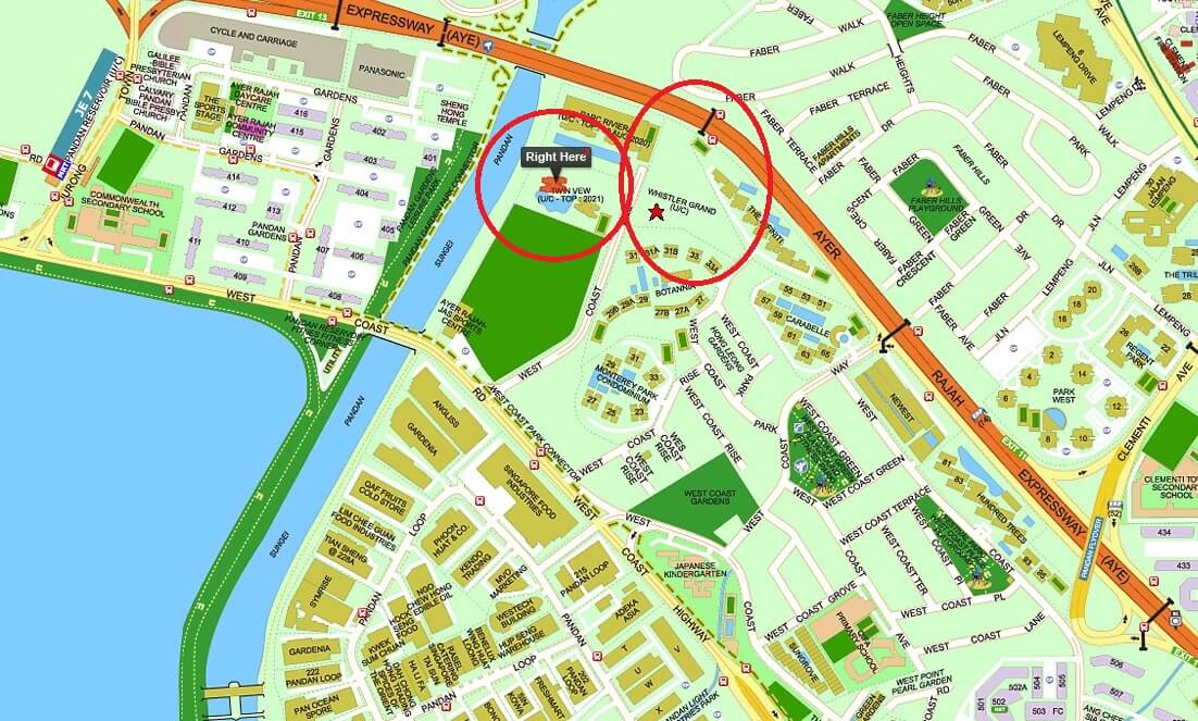 Location of Twin Vew and Whistler Grand