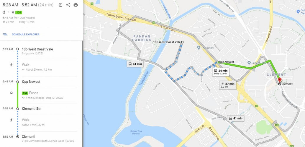 Travelling to Clementi MRT Station from Whistler Grand and Twin Vew