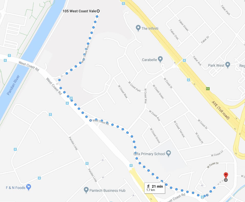 Whistler Grand and Twin Vew walk to Ayer Rajah Food Centre